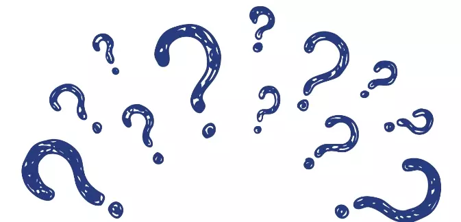 blue question marks on a white background