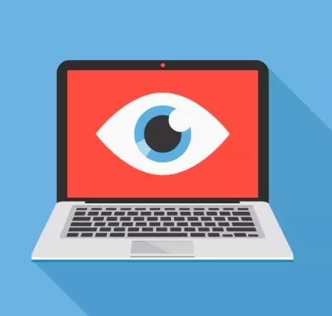 cartoon of laptop with eye on screen