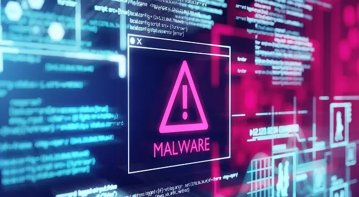 Malware written warning sign