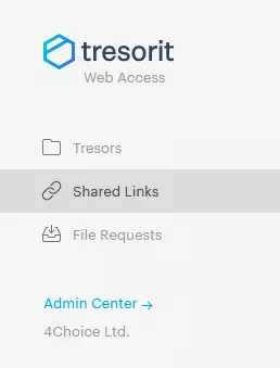 Tresorits shared links settings