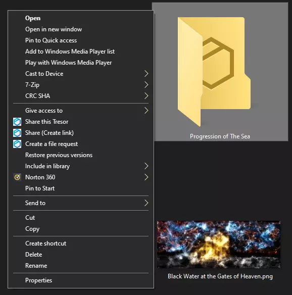 tressor feature generating a link to a folder to share with other people