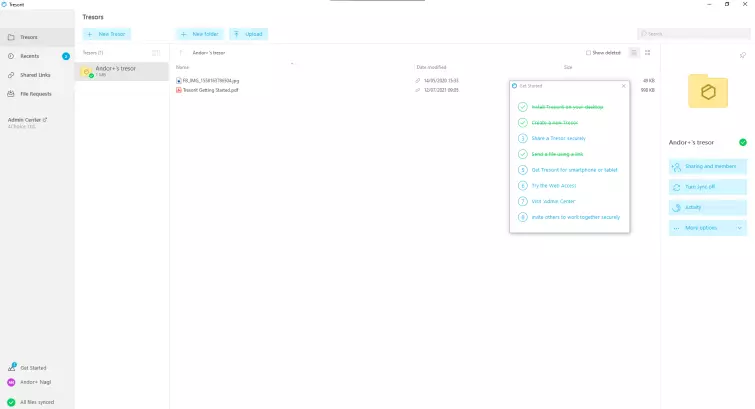 The tresorit browser app