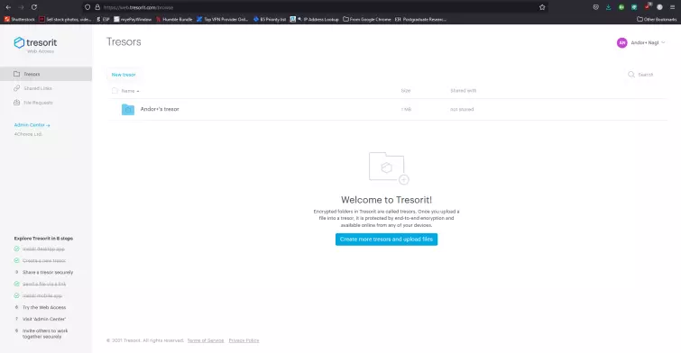 accessing tresorit though the browser