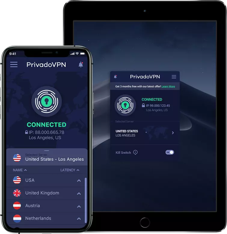 Privado VPN on Android and and iOS