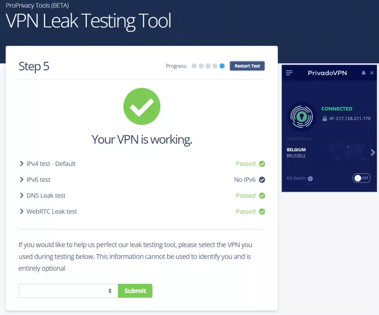 Privado VPN Leak Testing Tool