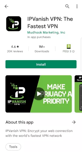 Google Play Install for IPVanish