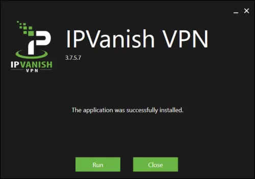 Finished install process for IPVanish on Windows 10