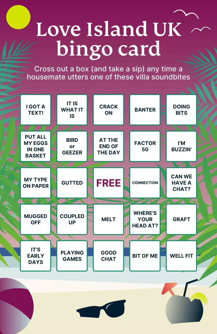 ExpressVPN Love Island UK Bingo Card game
