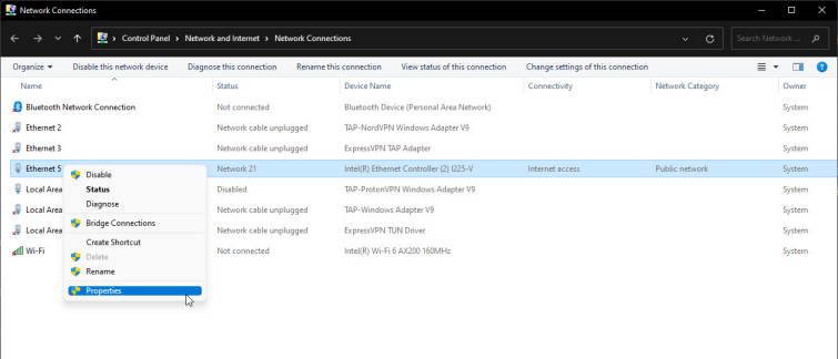 network connections 2