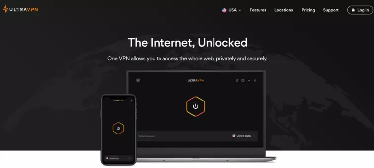 UltraVPN homepage