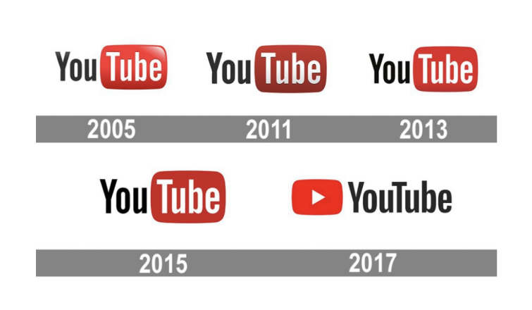 YouTube logo through time, 2005-2017