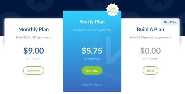 Prices for Windscribe plans in the US