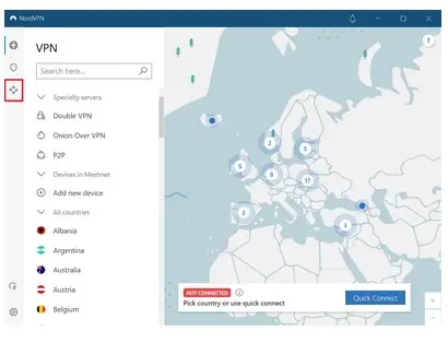 The NordVPN app is easy to navigate