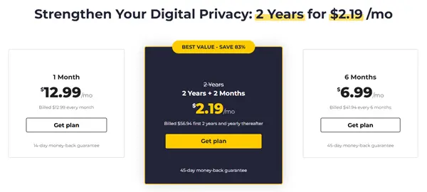 CyberGhost has good value subscriptions.