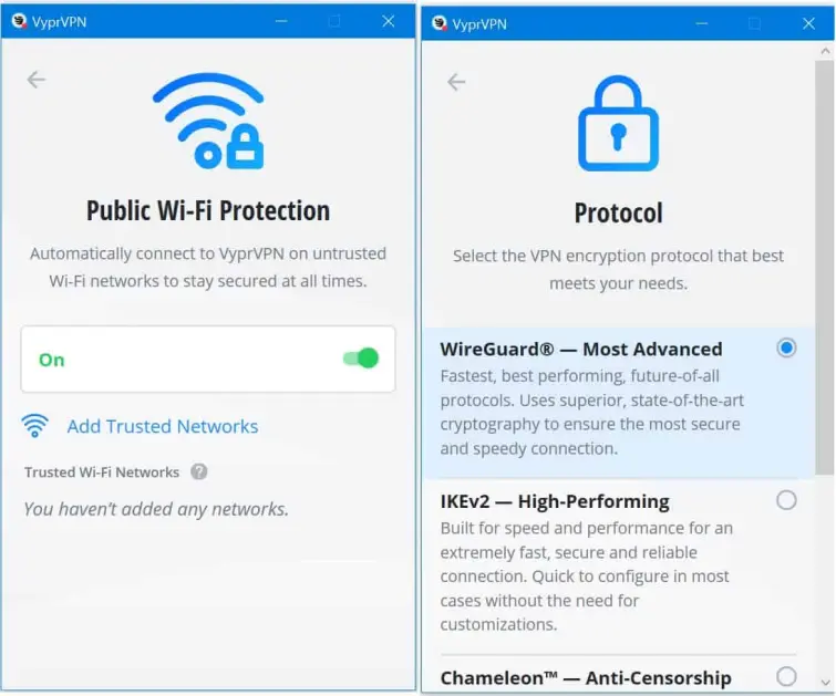 VyprVPN can provide public WiFi protection.