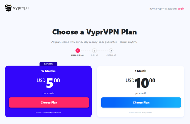 VyprVPN has a simple pricing structure.