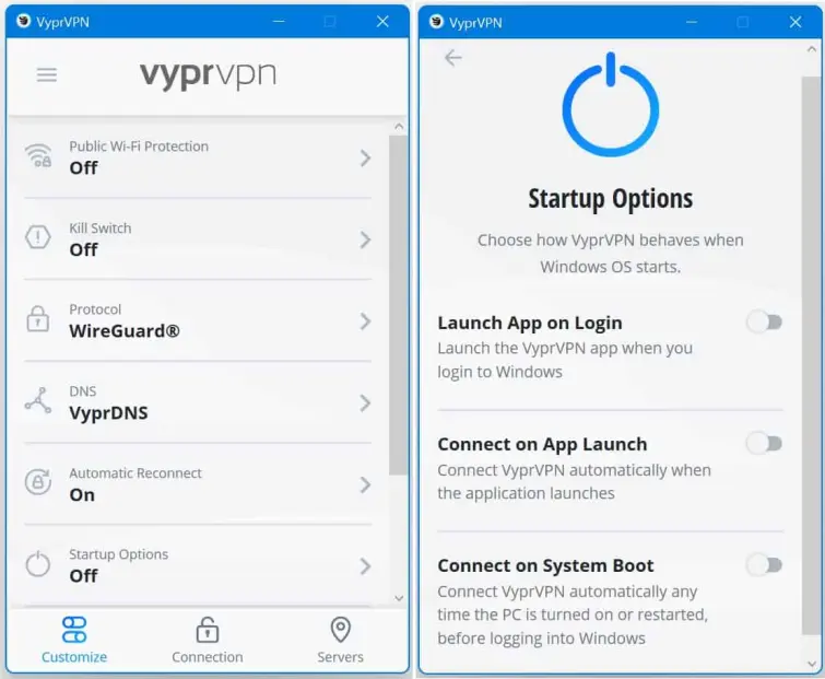 VyprVPN is easily customizable.