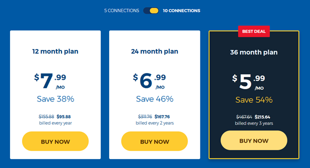 Hma Subscription Prices For 10 Connections.
