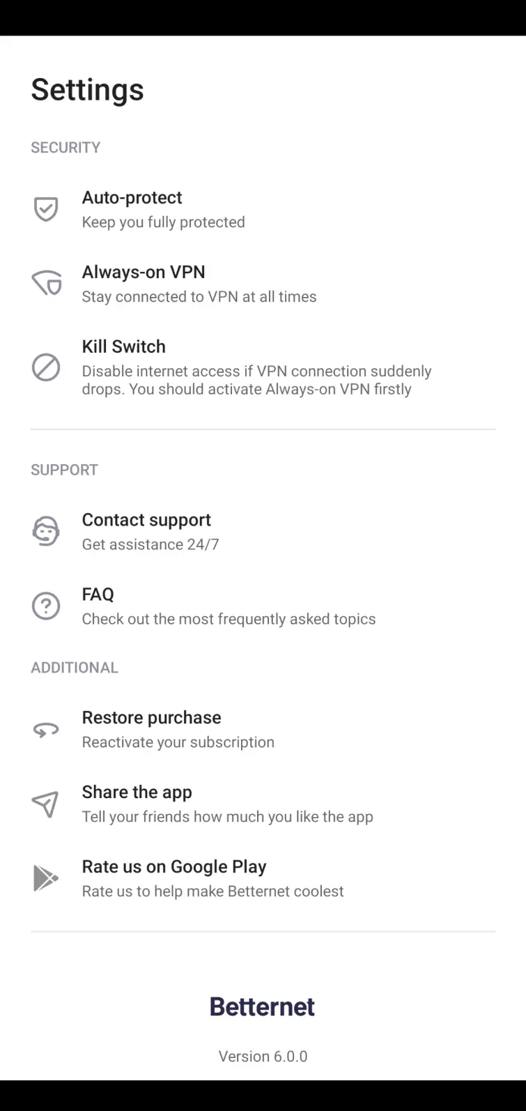 The Betternet Windows app.