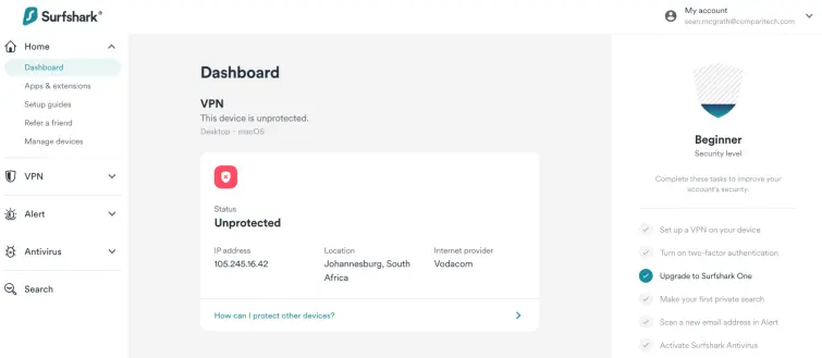 Surfshark One dashboard image5