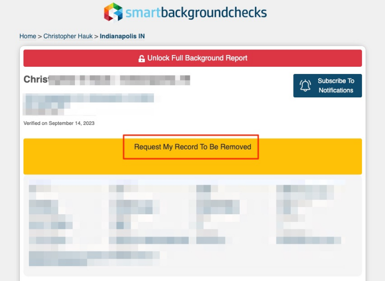 request record removed