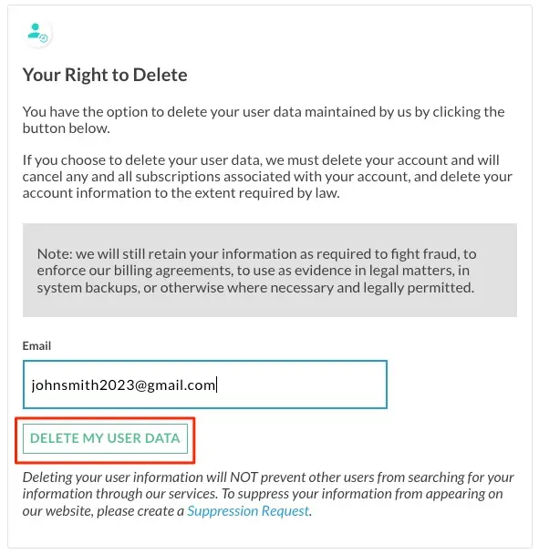 delete my data delete my data