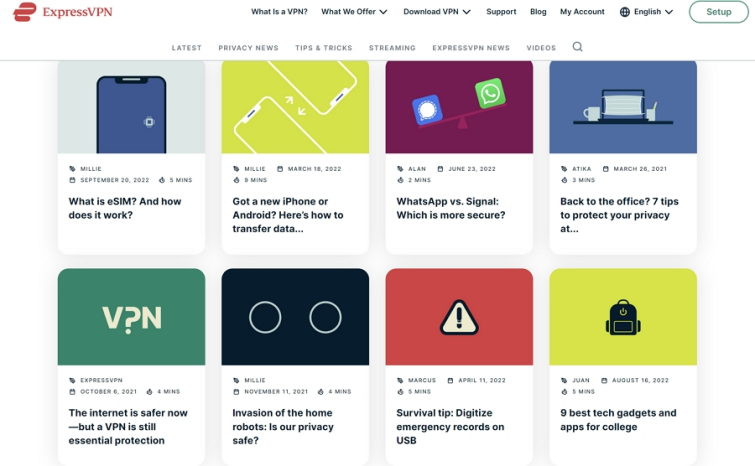 ExpressVPN blog page