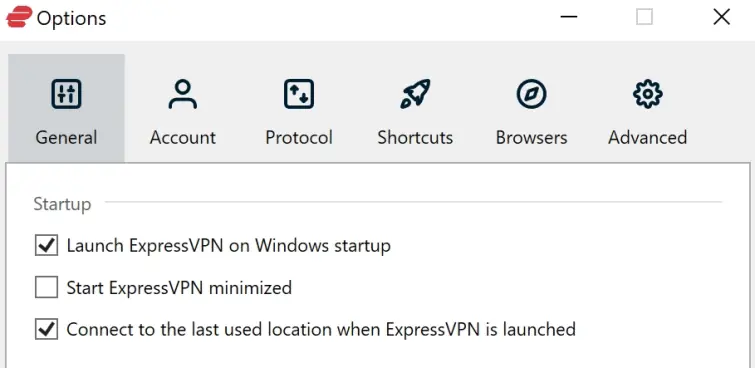 ExpressVPN launch options