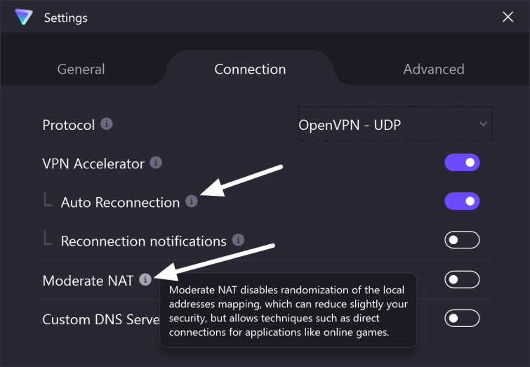 Proton VPN settings Proton VPN advanced settings