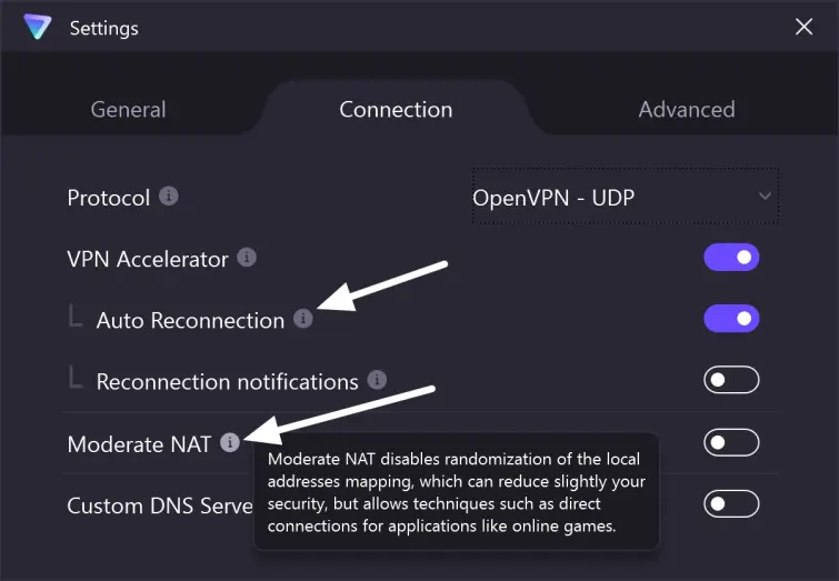 Proton VPN settings Proton VPN advanced settings