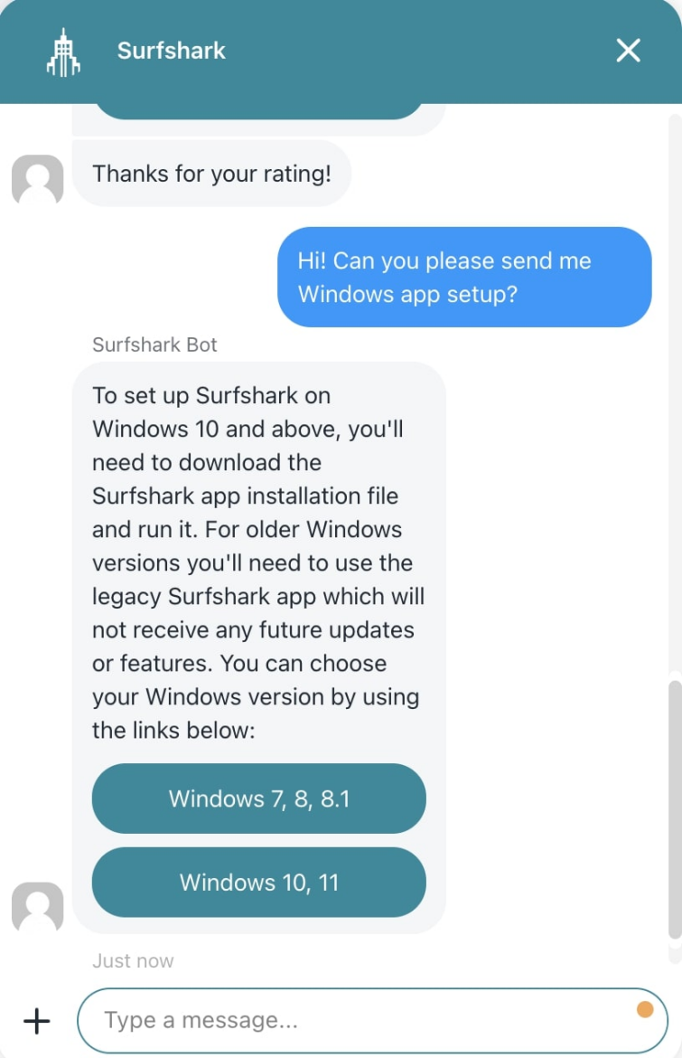 Surfshark support chat