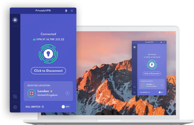 PrivadoVPN image, mobile and desktop version