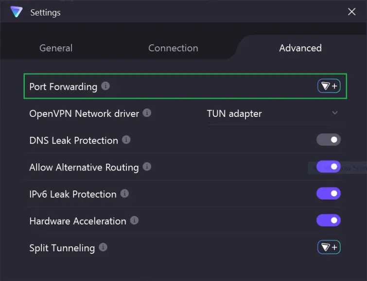 ProtonVPN settings