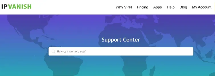 IPVanish support center page
