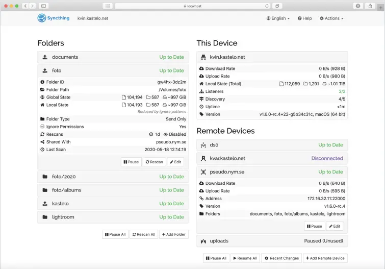 Syncthing file synchronization program Syncthing's continuous file synchronization program